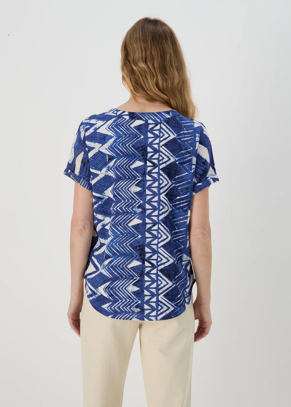 Blue Aztec Print Pocket Detail Box Top - Size 8 Image 2