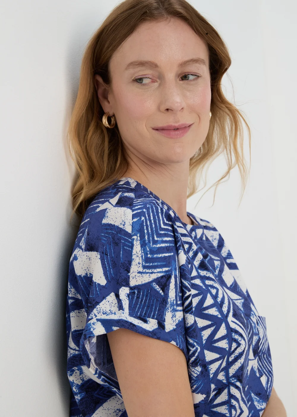 Blue Aztec Print Pocket Detail Box Top - Size 8 Image 3