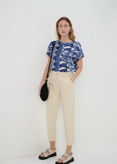 Blue Aztec Print Pocket Detail Box Top - Size 8 Image 4