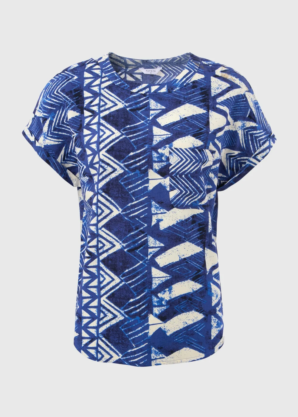 Blue Aztec Print Pocket Detail Box Top - Size 8 Image 5