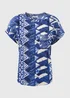 Blue Aztec Print Pocket Detail Box Top - Size 8 Image 5