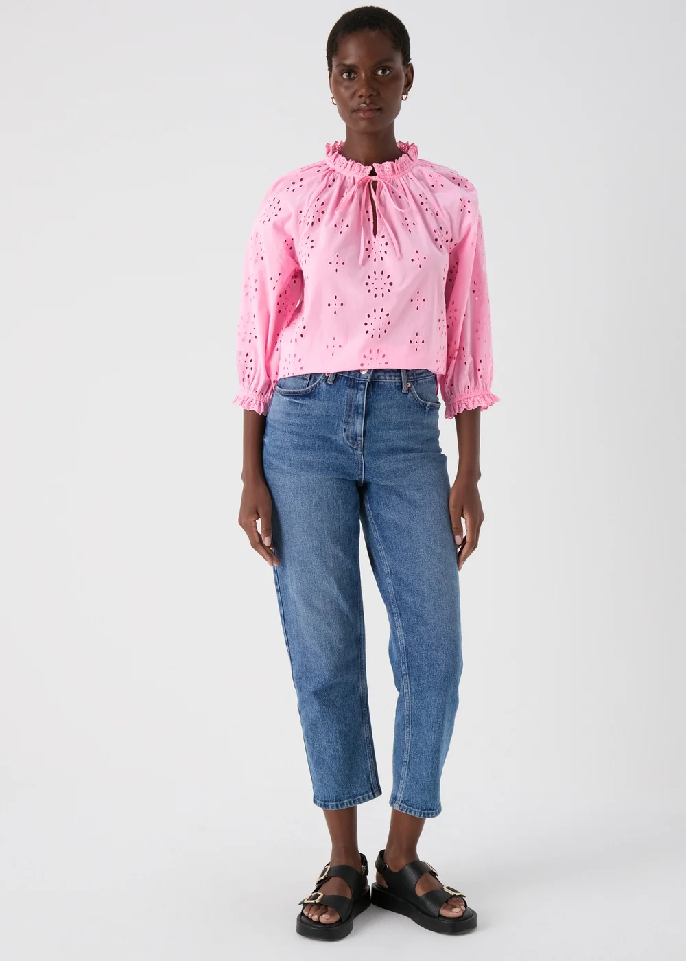 Pink Broid Peasent Blouse Top - 8 Image 4