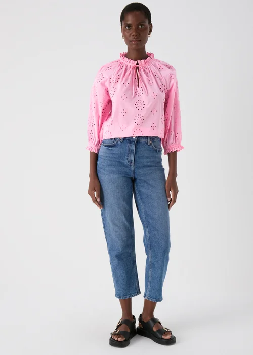 Pink Broid Peasent Blouse Top - 8 Image 4