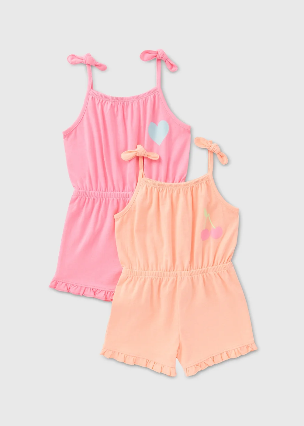 Girls 2 Pack Pink & Orange Playsuits (1-7yrs) - 1-1.5 Yrs Image 1