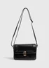 Black Boxy PU Crossbody Bag - One Size Image 3