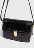 Black Boxy PU Crossbody Bag - One Size Image 4