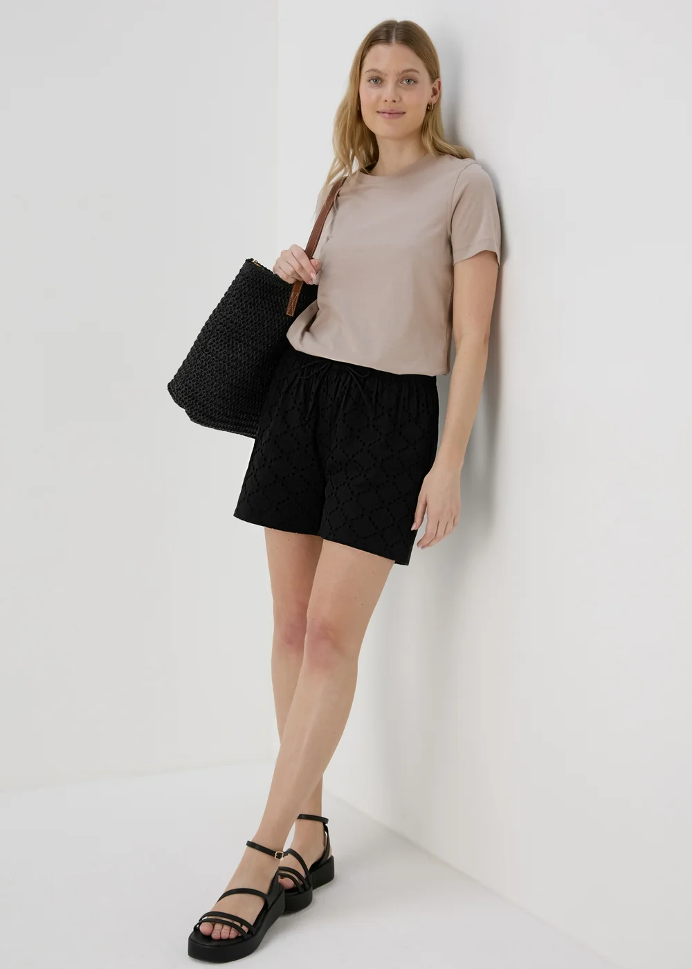 Black Schiffli Shorts - 8 Image 4