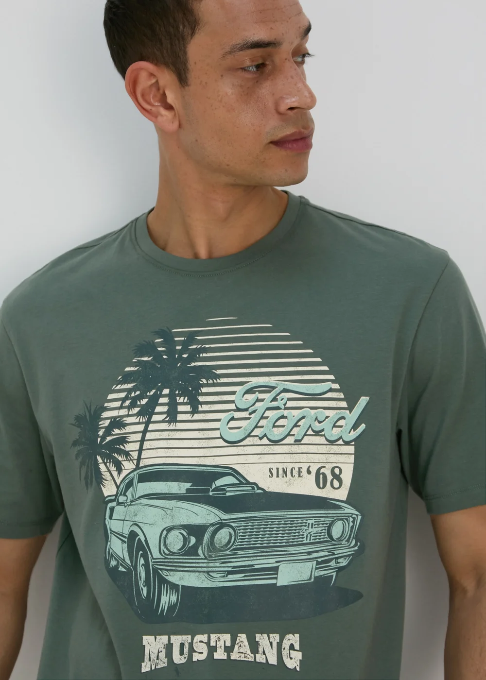 Pine Silver Mustang Print T-Shirt - S Image 3