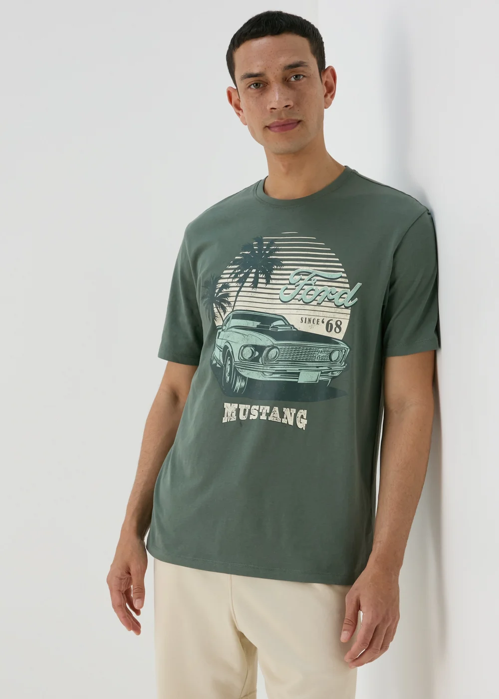 Pine Silver Mustang Print T-Shirt - S Image 1