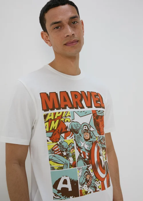 Marvel Ecru Captain America T-Shirt - S Image 3