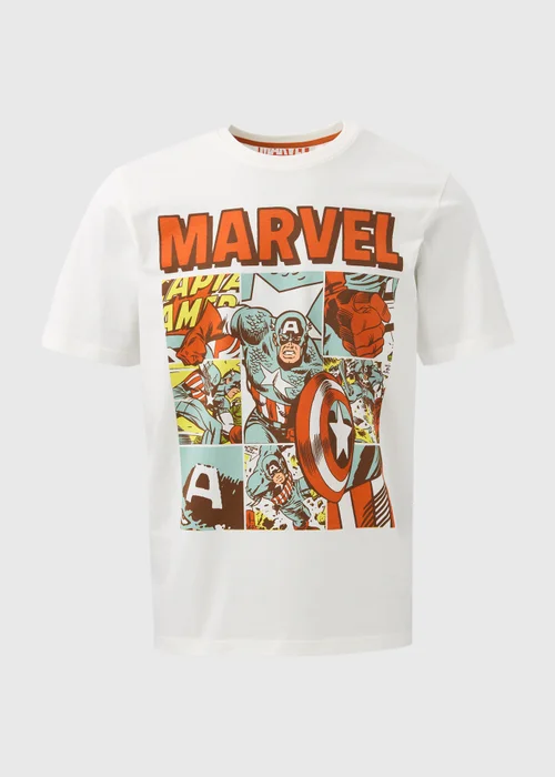 Marvel Ecru Captain America T-Shirt - S Image 5