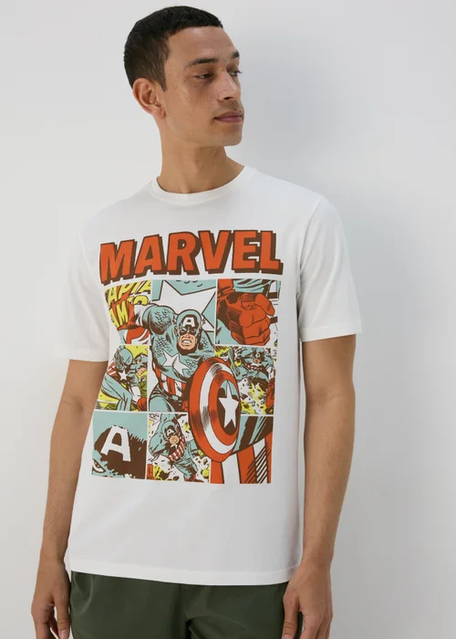 Marvel Ecru Captain America T-Shirt - S Image 4