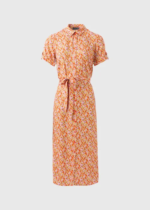 Orange Floral Viscose Shirt Dress - 8 Image 5