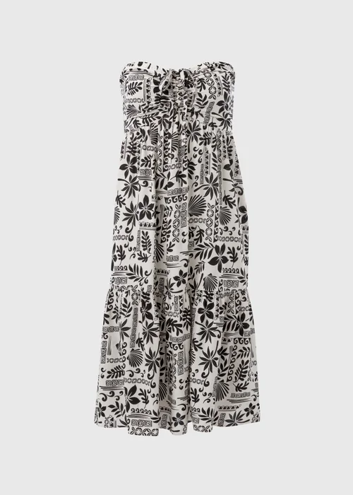 Black Printed Ruched Bandeau Midi Dress - 8 Image 5
