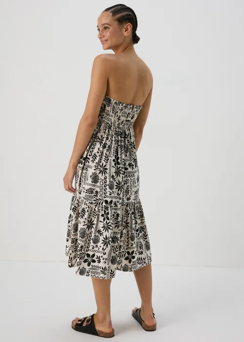 Black Printed Ruched Bandeau Midi Dress - 8 Image 2