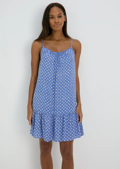 Blue Geo Viscose Cami Mini Dress - 8 Image 1