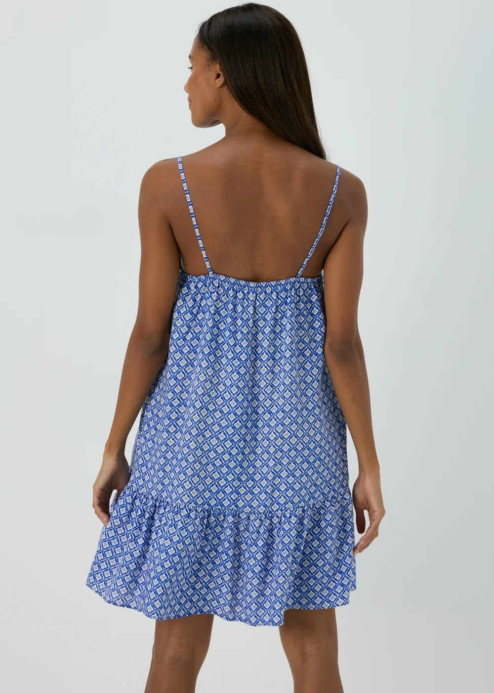 Blue Geo Viscose Cami Mini Dress - 8 Image 2