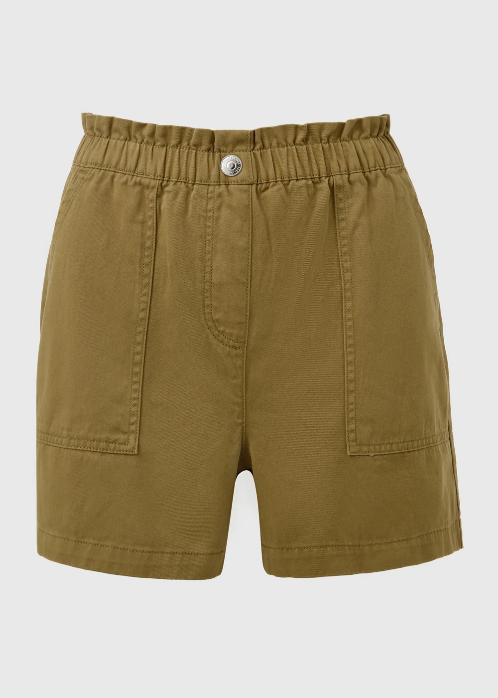 Khaki Denim Paperbag Shorts - 8 Image 5