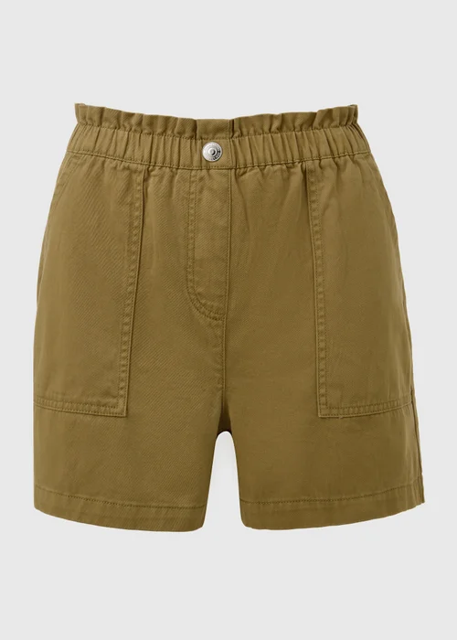 Khaki Denim Paperbag Shorts - 8 Image 5
