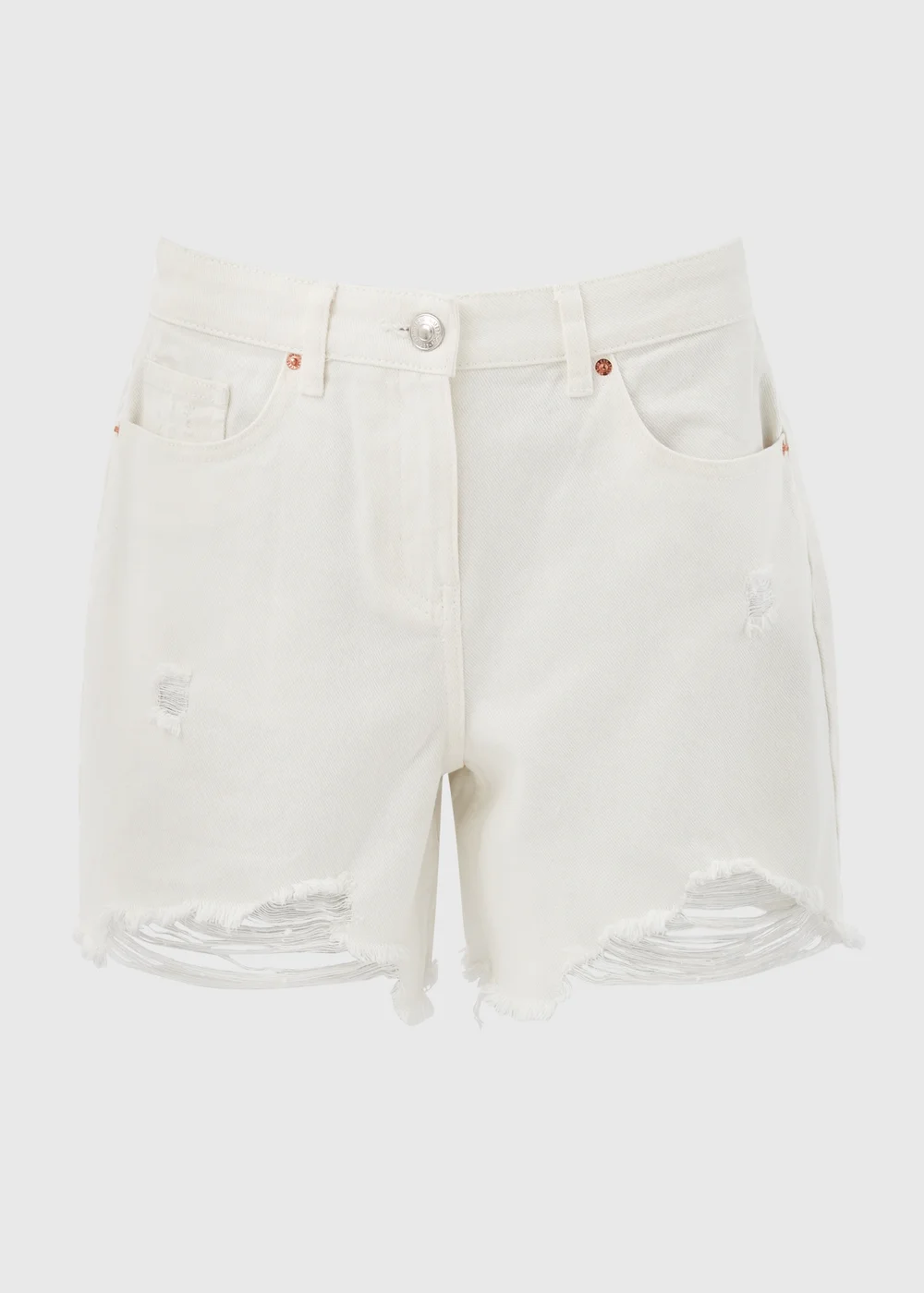 White Ripped Denim Shorts - 8 Image 5