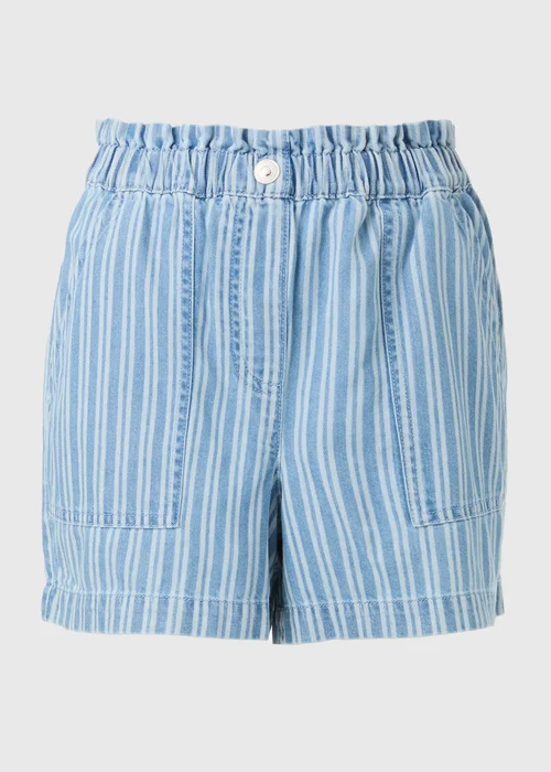 Blue Stripe Paperbag Shorts - 8 Image 5