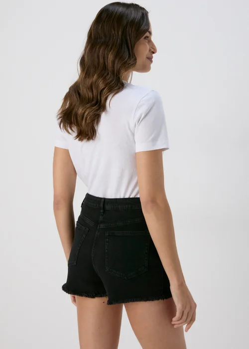 Black Frayed Hem Shorts - 8 Image 2