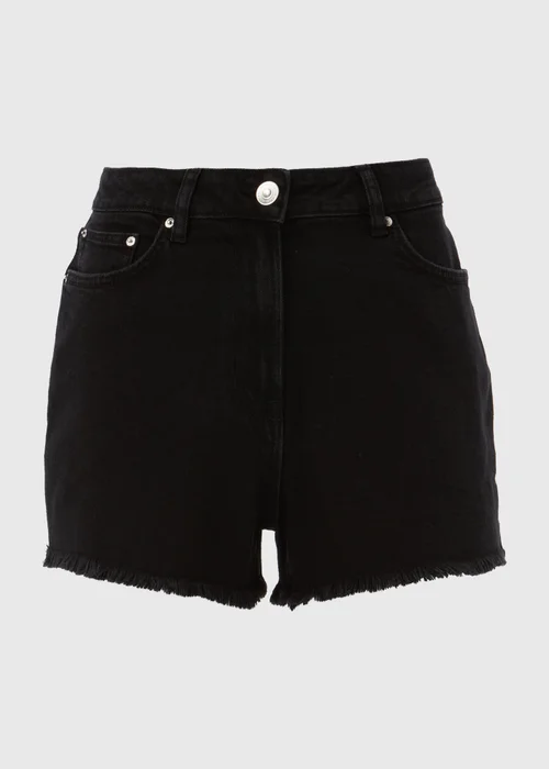 Black Frayed Hem Shorts - 8 Image 5