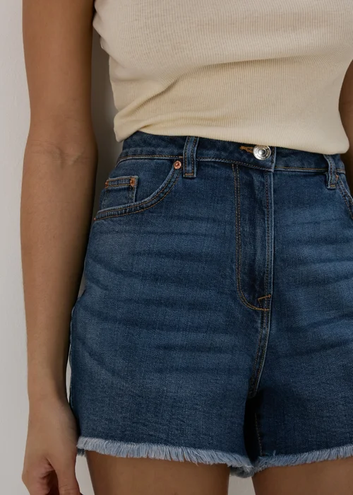 Mid Wash Frayed Hem Shorts - 8 Image 3
