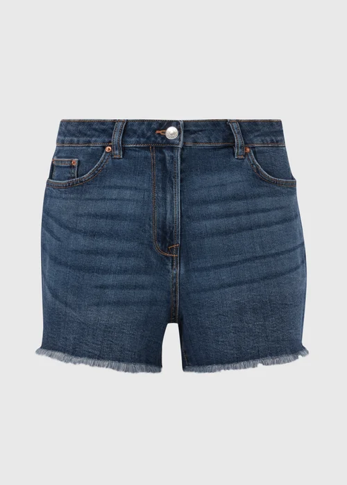 Mid Wash Frayed Hem Shorts - 8 Image 5