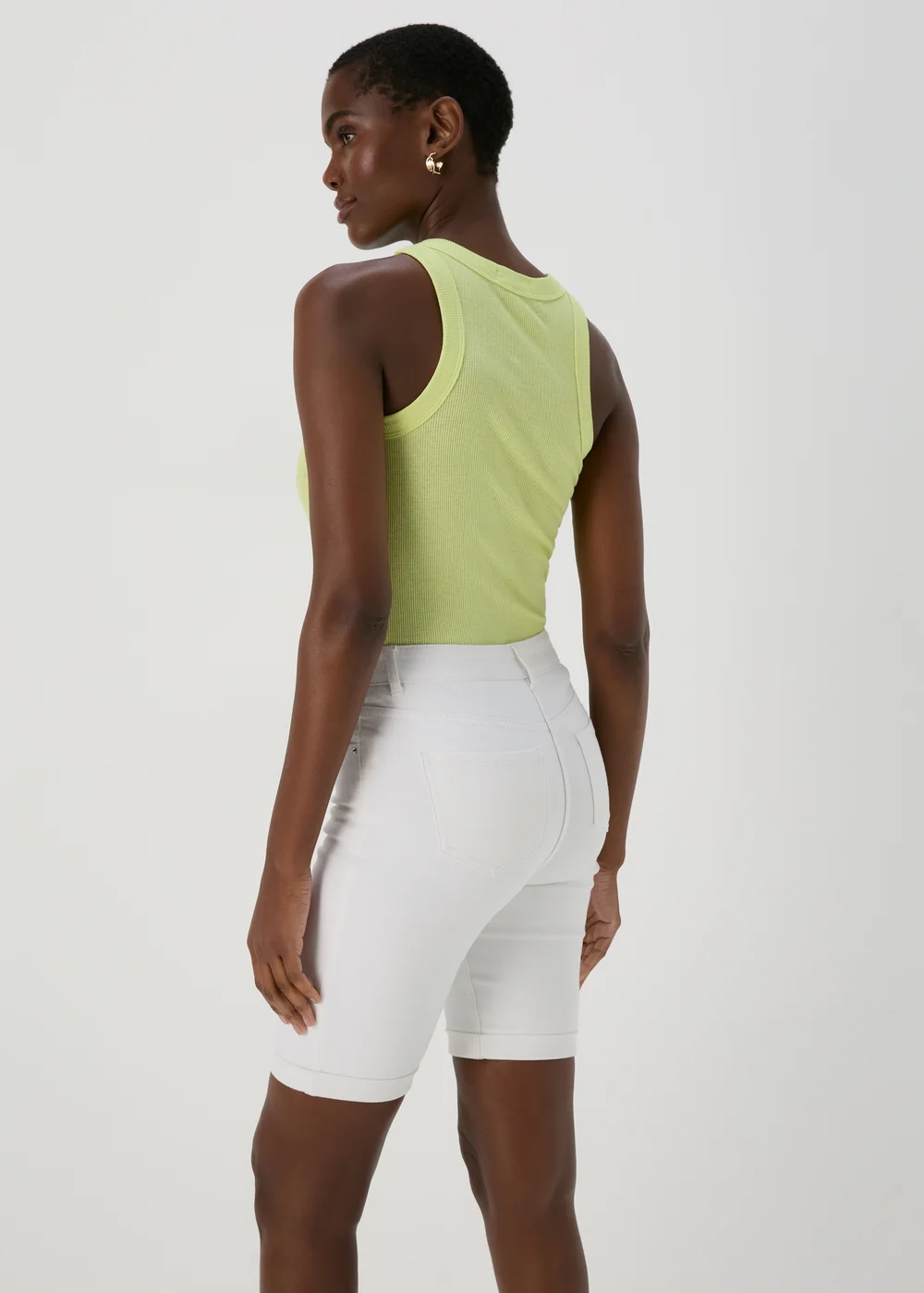 White Denim Knee Shorts - 8 Image 2