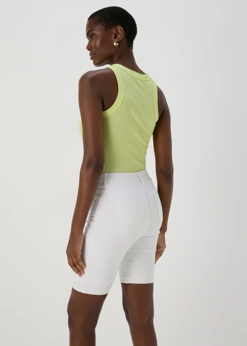White Denim Knee Shorts - 8 Image 2