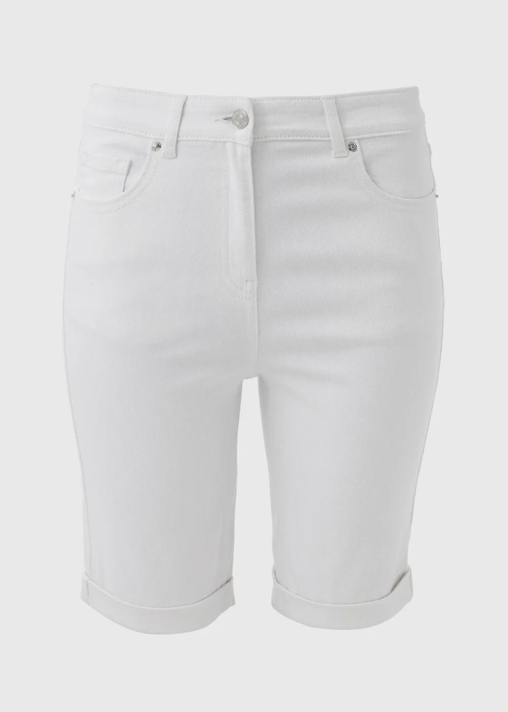 White Denim Knee Shorts - 8 Image 5