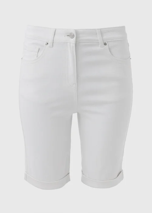White Denim Knee Shorts - 8 Image 5