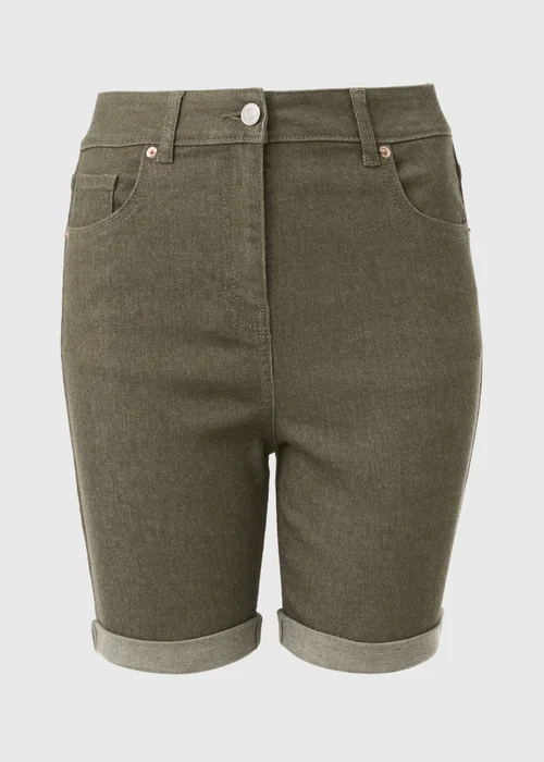Khaki Denim Shorts - 8 Image 5
