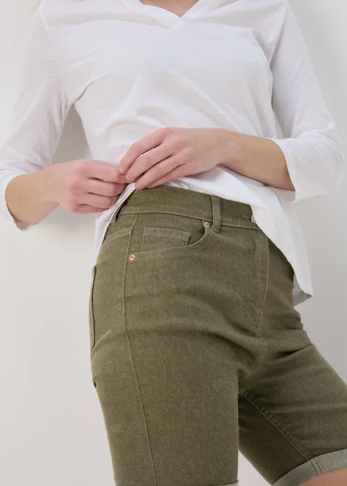 Khaki Denim Shorts - 8 Image 3