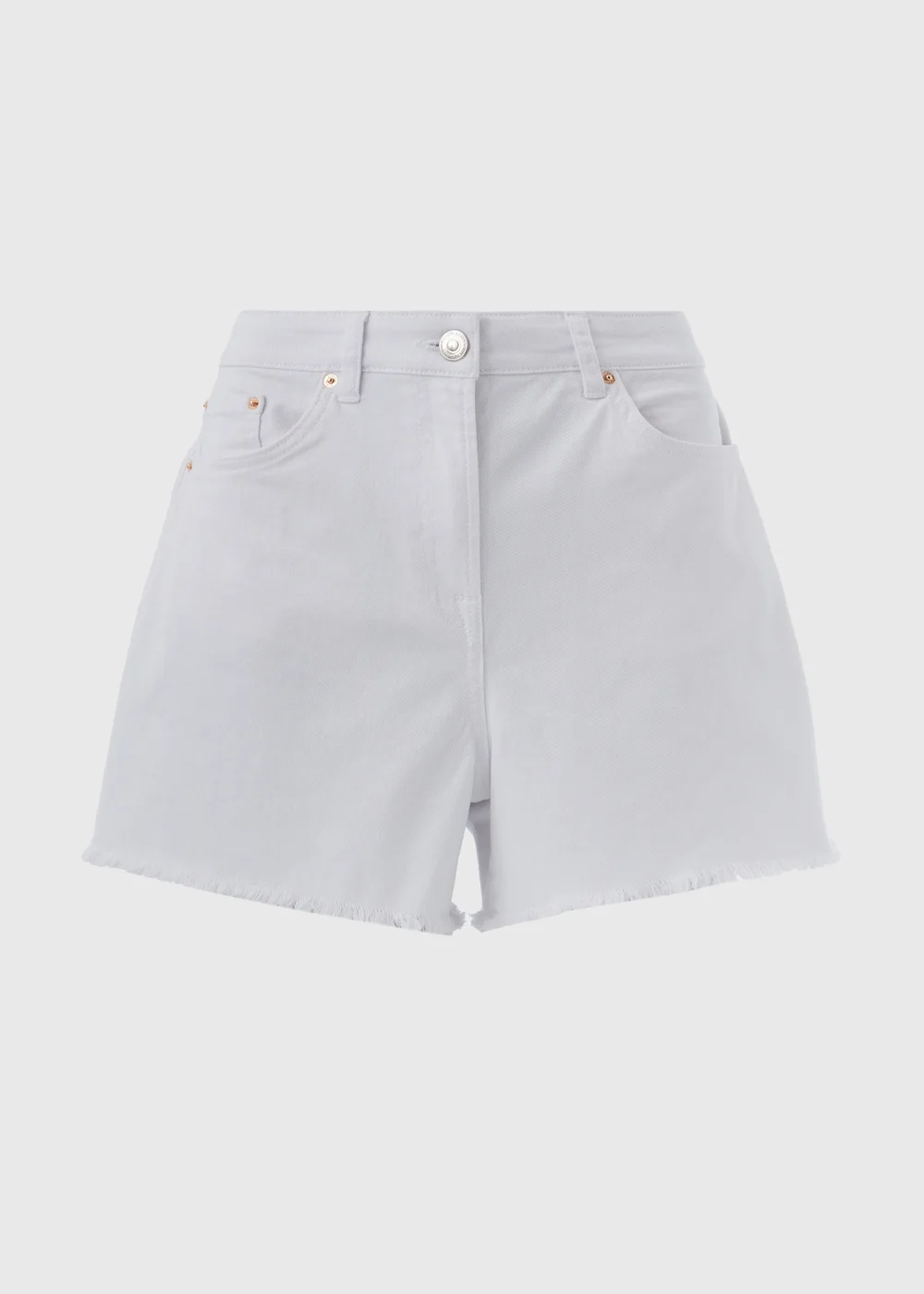 White Frayed Hem Shorts - 8 Image 1