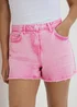 Pink Frayed Hem Shorts - 8 Image 3
