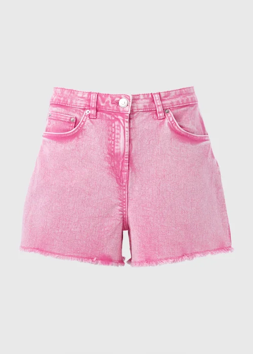 Pink Frayed Hem Shorts - 8 Image 5
