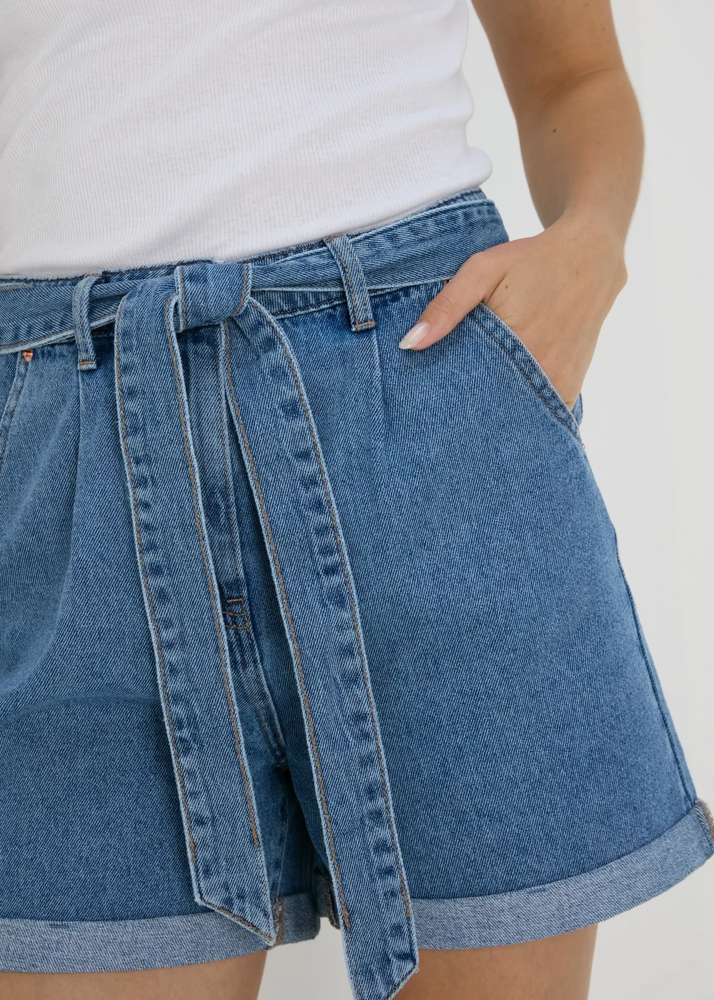 Mid Wash Denim Shorts - 8 Image 3