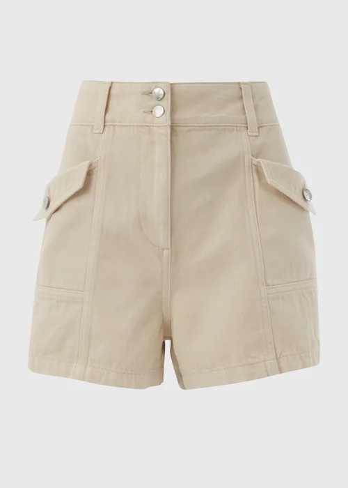 Ecru Utility Denim Shorts - 8 Image 5