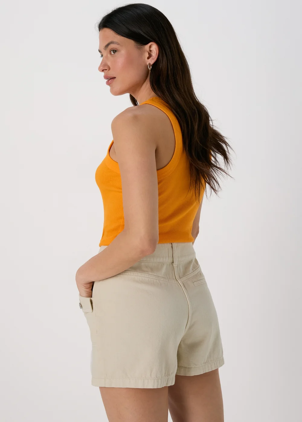 Ecru Utility Denim Shorts - 8 Image 2