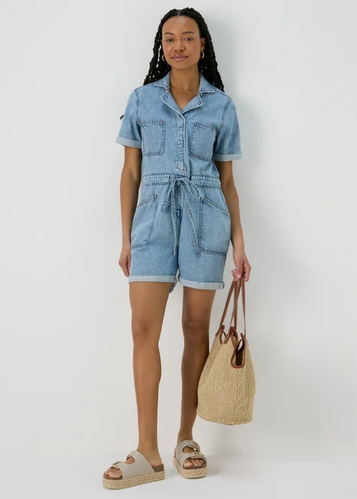Mid Wash Denim Playsuit - 8 Image 4