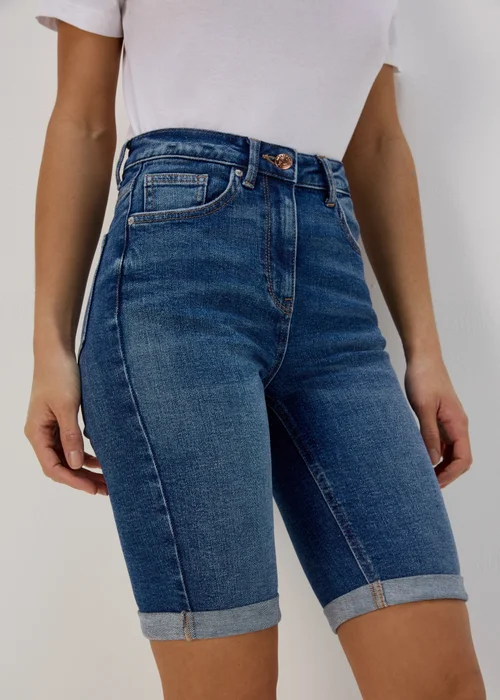 Mid Wash Knee Length Shorts - 8 Image 3
