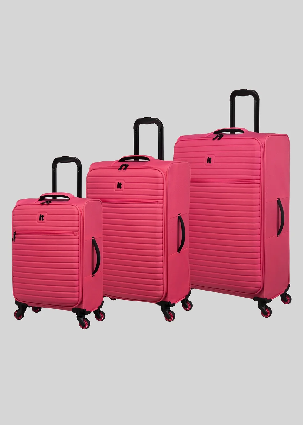 IT Luggage Pink Soft Shell Suitcase - Cabin Image 1