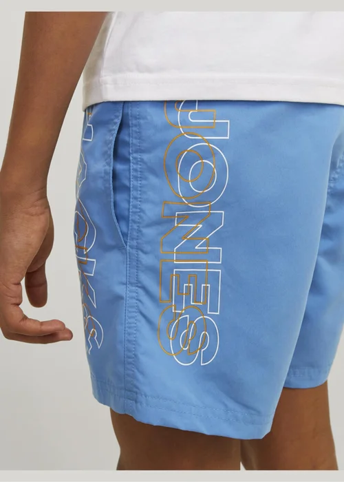 Jack & Jones Boys Blue Double Logo Swim Shorts (8-16yrs) - 8 Yrs Image 4