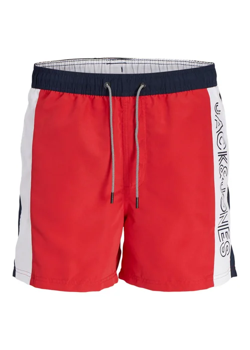 Jack & Jones Boys Red Colour Block Fiji Swim Shorts (8-16yrs) - Age 8 Years Image 1