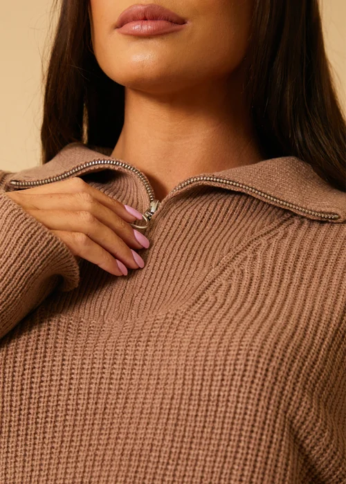 In The Style Mocha 1/4 Zip Jumper - 06-08 Image 3