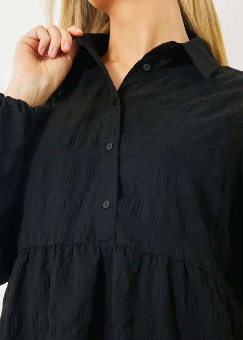 In The Style Black Collared Textured Midi Dress - 8 Image 4