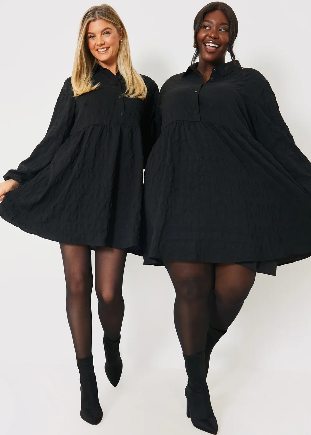 In The Style Black Collared Textured Midi Dress - 8 Image 2