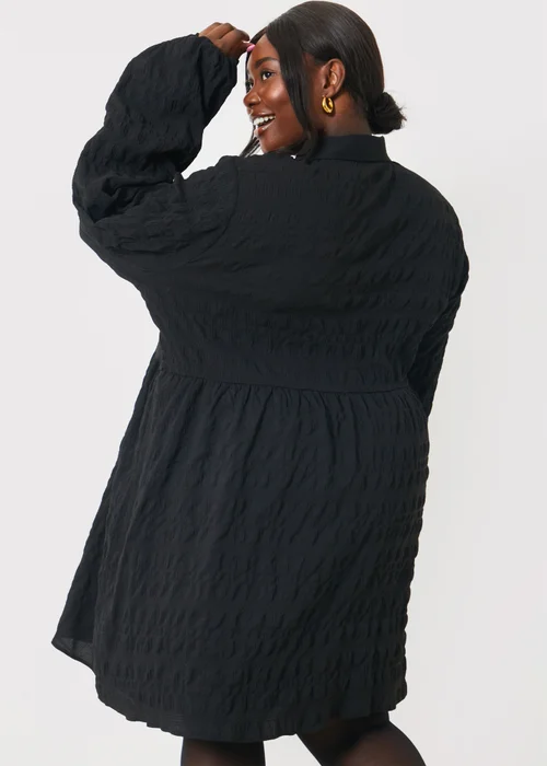 In The Style Black Collared Textured Midi Dress - 8 Image 7